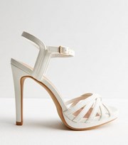 New Look White Leather-Look 2 Part Strappy Stiletto Heel Sandals